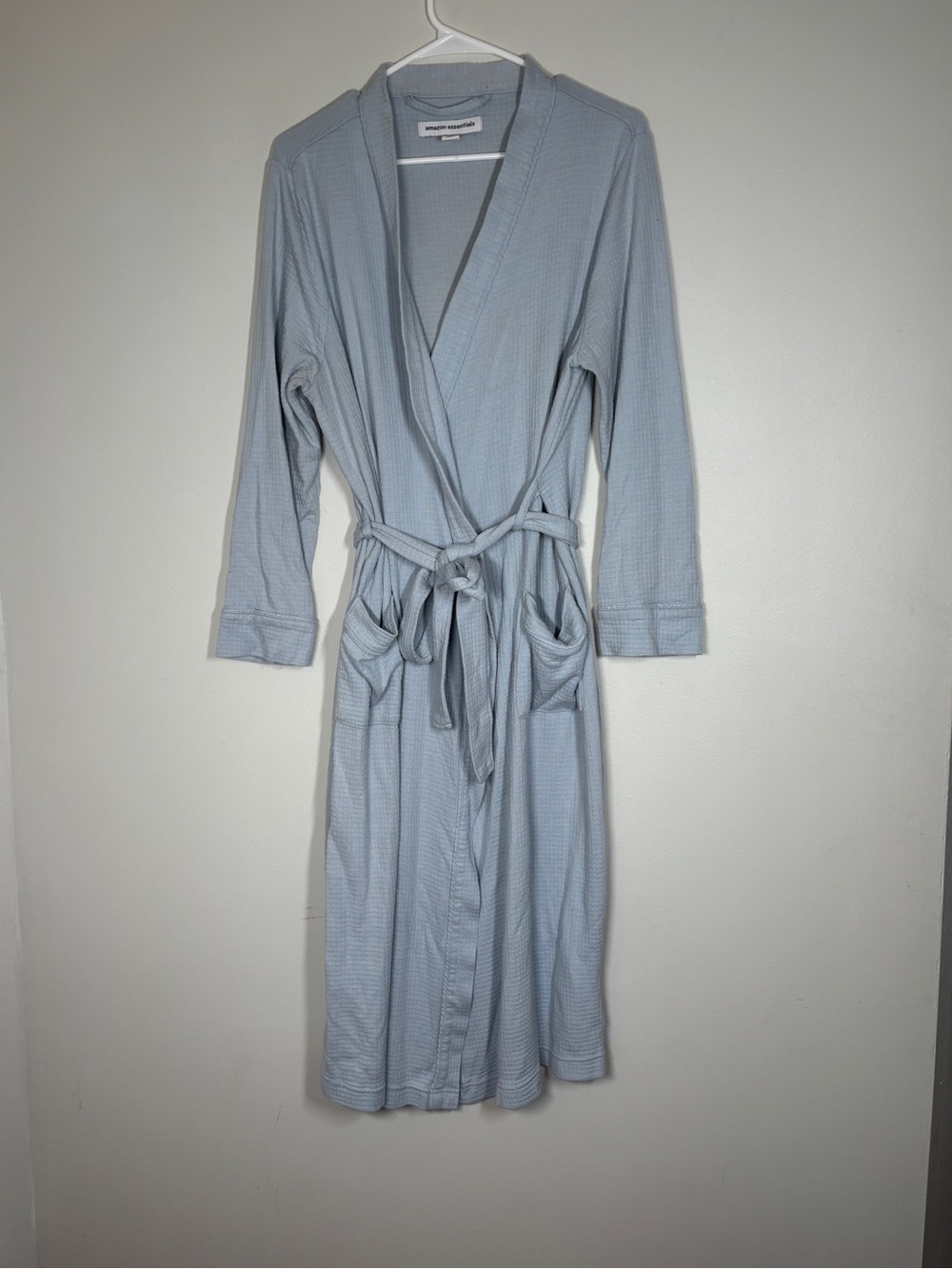 Amazon Essentials Light Blue Waffle Robe with Tie Waist